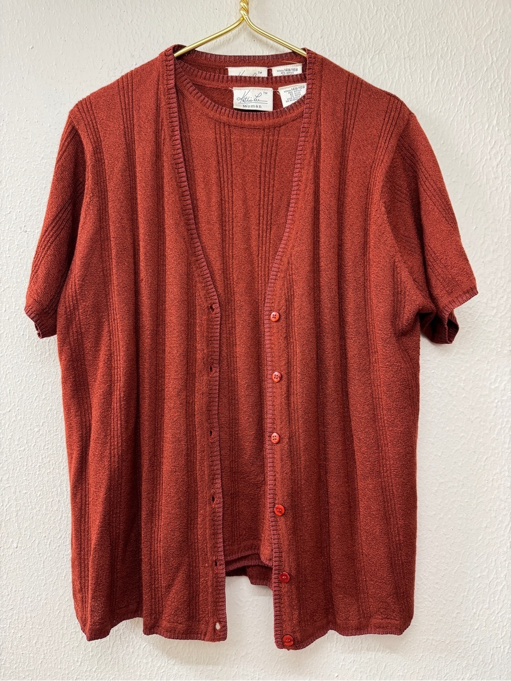 Kathie Lee Collection Rust Knit Cardigan Set Size 14/16